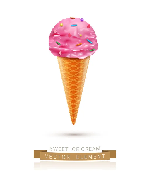 Cono de helado sobre blanco — Vector de stock