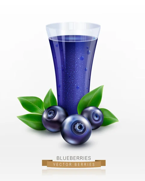 Tasse en verre avec jus de myrtilles — Image vectorielle