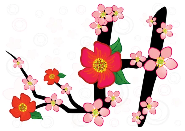 Alphabet with gentle sakura flowers — Stock Vector