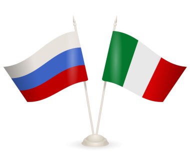 Masa standı ile Rusya ve İtalya'nın bayrak.