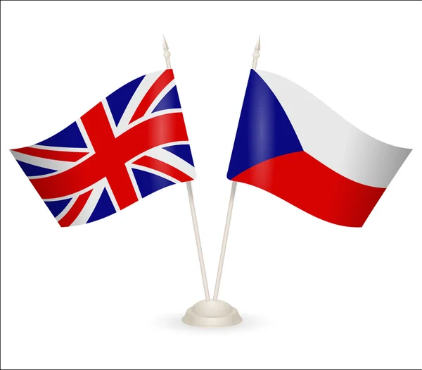 Стол с флагами Чехии и Англии . — стоковый вектор