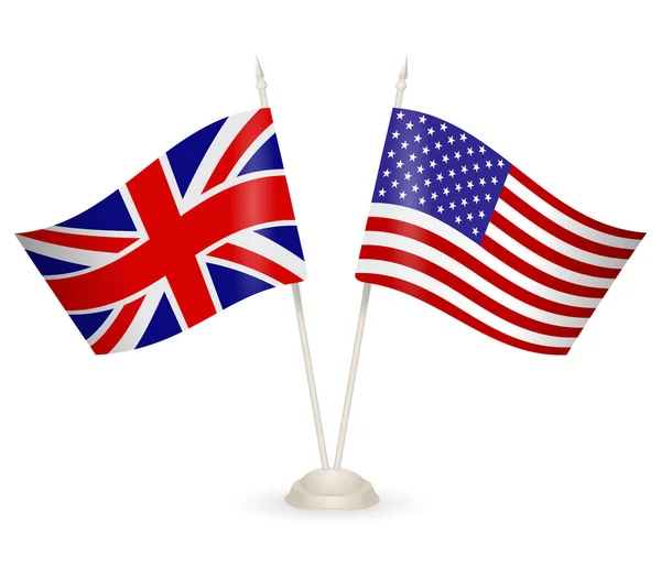 Appendiabiti con bandiere di Inghilterra e USA . — Vettoriale Stock