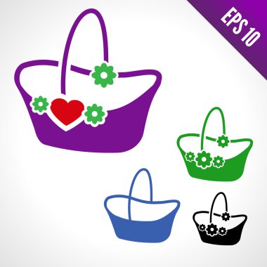 Bir sepet çiçek resmi kümesi.