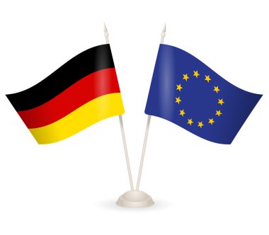 Masa standı ile Almanya ve ABD bayrakları.