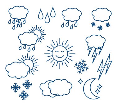 İnce ve temiz anahat hava Icons set