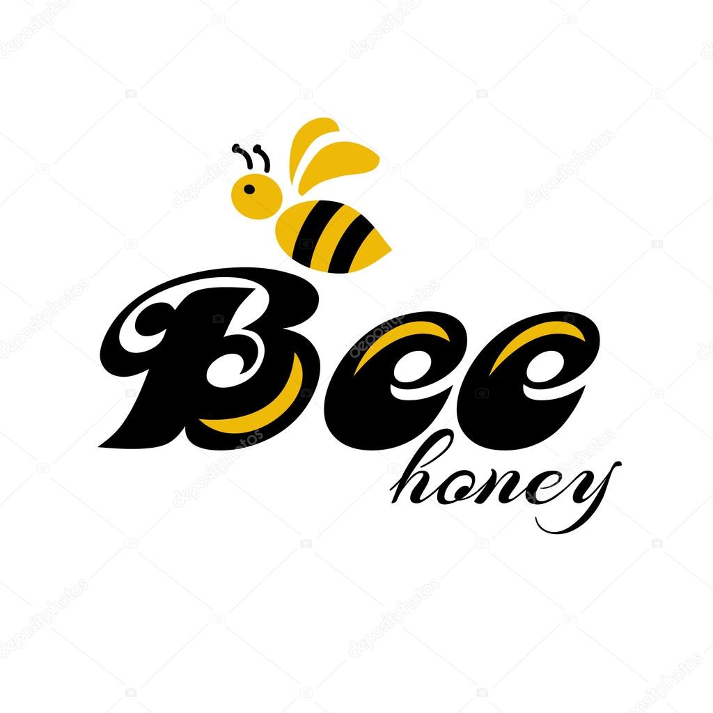 Merry bee. Logo. Vector logotype design isolated on white background.