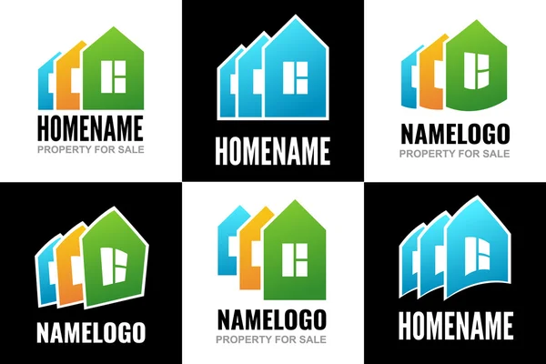 Definir logotipos casa —  Vetores de Stock