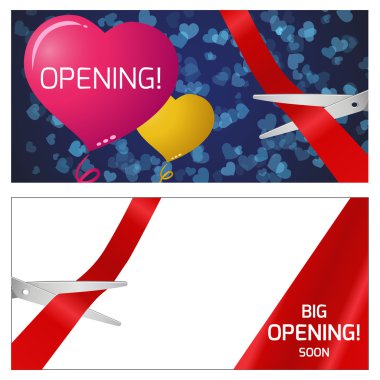 Açılış - makas ve bant vektör çizim