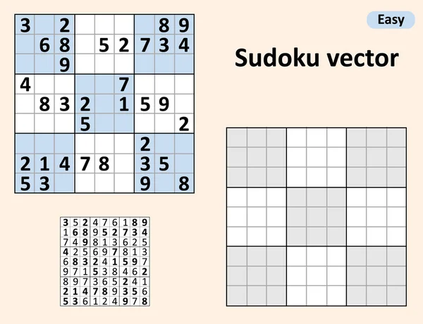 Sudoku simétrico com respostas . —  Vetores de Stock