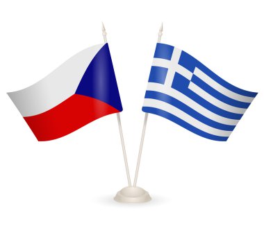 Masa standı ile Yunanistan ve Çek bayrakları