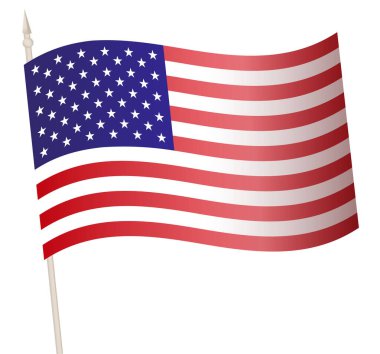 Bayrak direğinde vektör sallama bayrağı. ABD ulusal bayrağı..