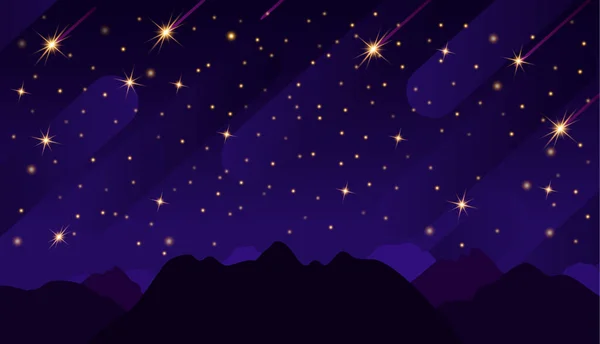 Céu estrelado com estrelas brilhantes e escuras nas montanhas. —  Vetores de Stock