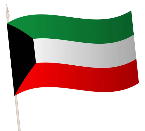 Vektor schwenkt Flagge an einem Fahnenmast. Die Nationalflagge Kuwaits. — Stockvektor