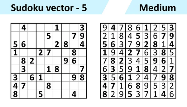 Sudoku-Spiel mit Antworten. Einfaches Vektordesign-Set — Stockvektor