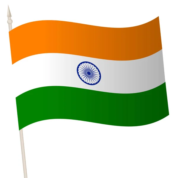 stock vector Vector Waving flag on a flagpole. The national flag of India.