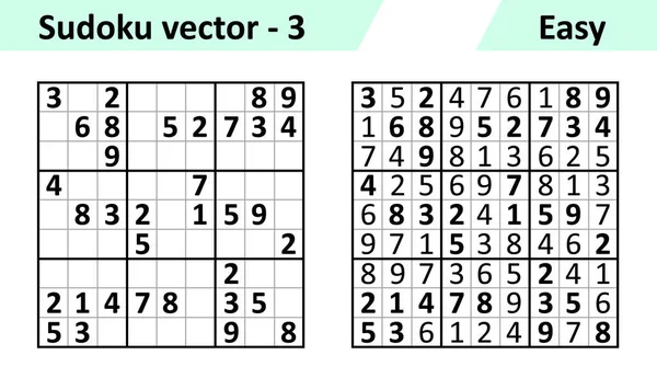 Sudoku jeu avec des réponses. Ensemble de conception vectorielle simple — Image vectorielle