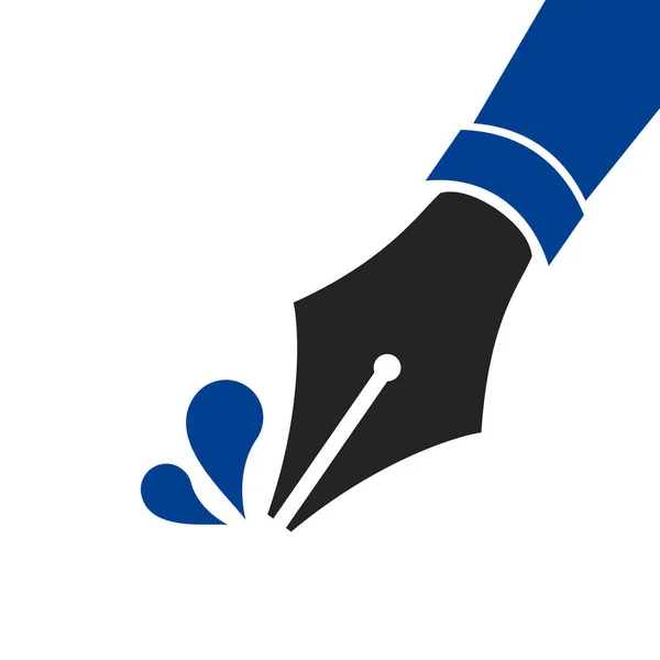 Blauwe Fontein penpunt. Ikoon symbool pen nib geïsoleerd — Stockvector