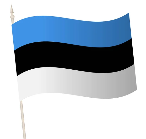 Vector zwaaiende vlag op een vlaggenmast. De nationale vlag van Estland. — Stockvector