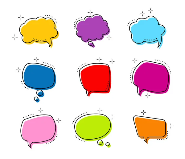 Big set shape Bright color speech bubble. Chat bubbles in comic style. — Stock Vector