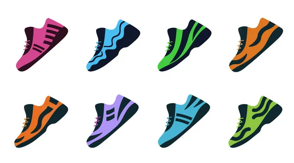 Set Chaussures de sport. Chaussures de fitness vectorielles pour l'entraînement, chaussures de course. — Image vectorielle