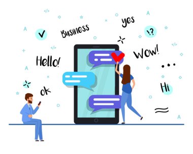 İş adamı ve kadın bir iş konuşmasında yazışıyorlar..