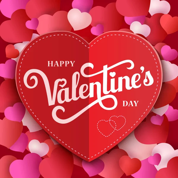 グリーティングカードとレタリング｜Happy Valentines Day — ストックベクタ