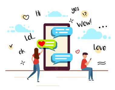 Kız ve erkek telefonlarıyla mesajlaşıyorlar. Birbirlerine aşk hakkında yazıyorlar..