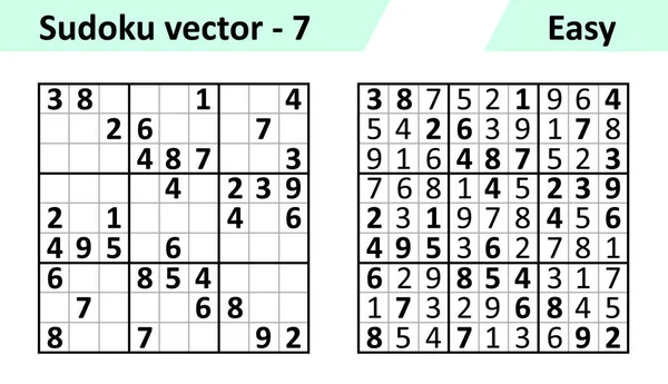Jogo de Sudoku com respostas. Conjunto de design vetorial simples —  Vetores de Stock