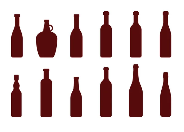 Velká sada siluetových lahví od vína. Vektor — Stockový vektor