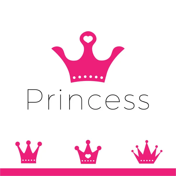 Señal rosa princesa corona. Diseño moderno logos corona reina para el negocio. — Vector de stock