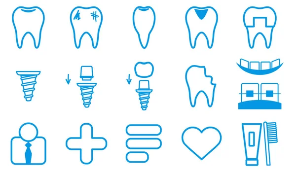 Set de iconos dentales. ilustración vectorial simple Estilo lineal de iconos. — Archivo Imágenes Vectoriales