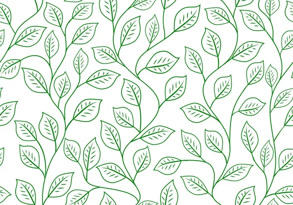 Naadloos lineair patroon. Vector Floral ornament van bladeren — Stockvector