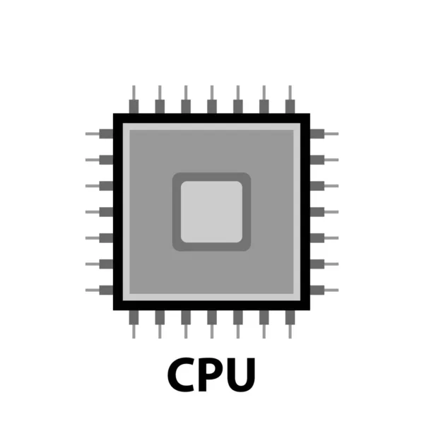 Placa de circuito cpu, ilustração vetorial em preto e branco. — Vetor de Stock