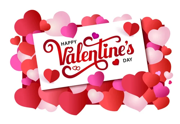 Design banner met belettering Happy Valentine 's Day. — Stockvector