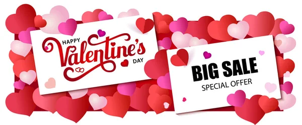 Design banner with lettering Happy Valentine s Day. — Stock Vector