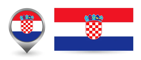 Bandera vectorial Croacia. Punto de ubicación con bandera Croacia dentro — Archivo Imágenes Vectoriales