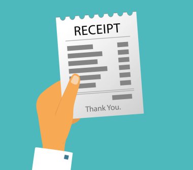 Faturayı ödemek için elinde bir makbuz var..