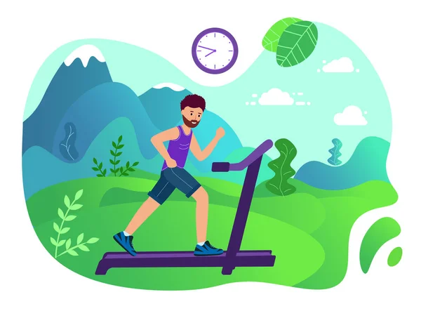 Active people running distance, cartoon characters. Healthy lifestyle — Stock Vector
