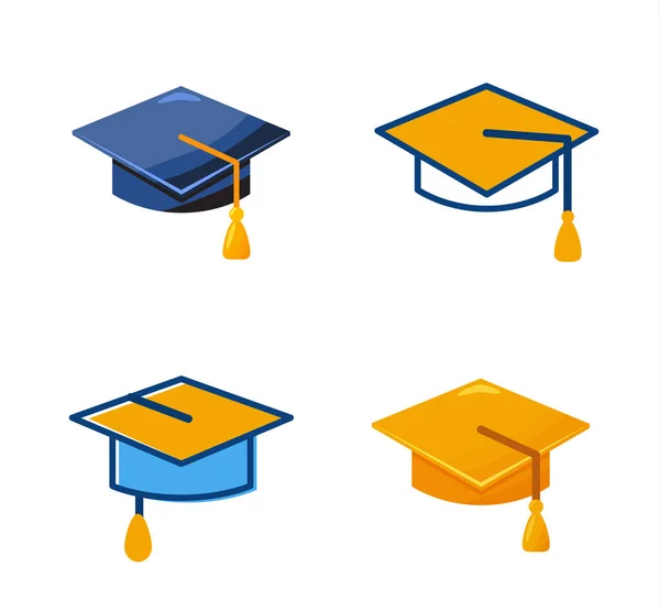 Students cap Icon. Sign education. vector Different hat icons, — Stock Vector