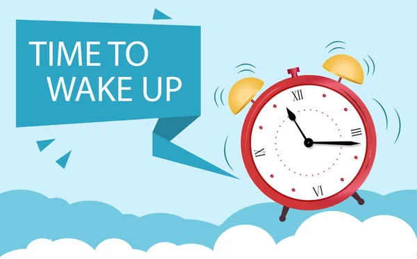 O conceito de um despertador desperta do sono. Banner Hora de acordar. —  Vetores de Stock