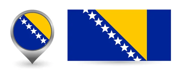Flaga wektorowa Bośnia i Hercegowina. Lokalizacja punktu z flagą Bośnia i Hercegowina — Wektor stockowy