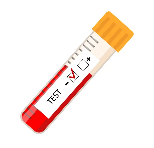 Tes darah ikon tabung. hasil positif atau negatif dari virus laboratorium - Stok Vektor