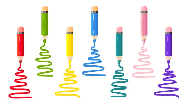 Crayons de couleur pour enfants pour dessiner à plat. — Image vectorielle