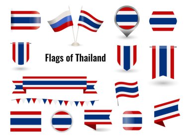 Tayland bayrağı. Çember ve kare ve Tayland bayrağı etrafında.