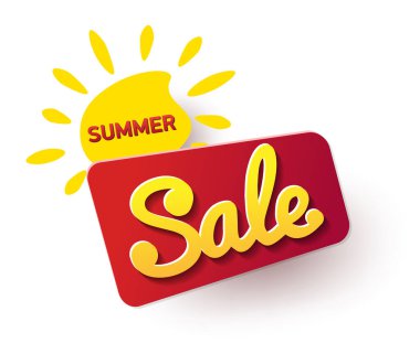 Mesajlı sarı güneş, yaz indirimi. Poster, afiş veya el ilanları için elementler,