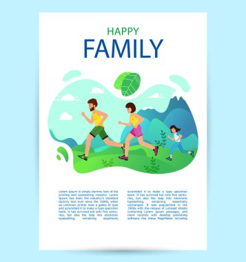 Çocukları koşan ya da spor için koşan Mutlu Aile.