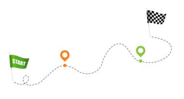 Yarış için Yeşil Bayrak ve Damalı Bayrak.