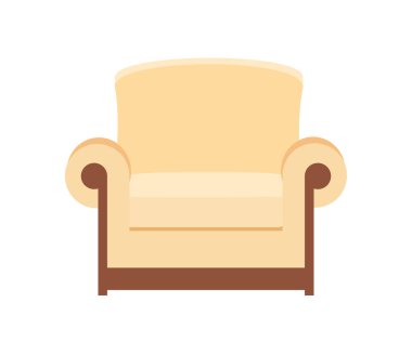 bej renkli koltuk beyaza izole edilmiş. İç mekan için bej sandalye simgesi.