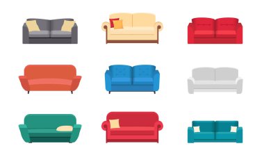 Büyük Koleksiyon kanepesi ikonları. Evin içi için farklı kanepeler ayarla.