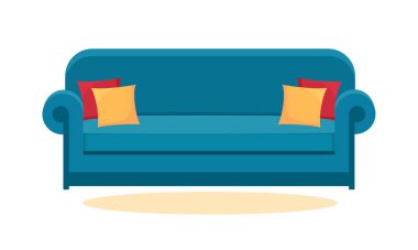 Mavi kanepe beyaz üzerine izole edilmiş. İç ev için kanepe simgesi.